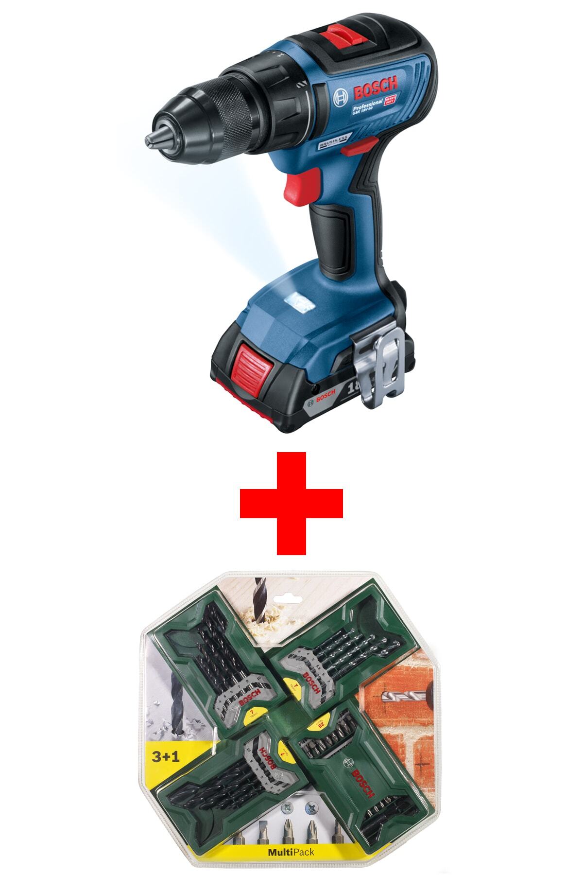 BOSCH Gsr 18v-50 Akülü Vidalama Makinesi (l-case Ve X-line 3+1 Vidalama&matkap Ucu Seti Hediye)