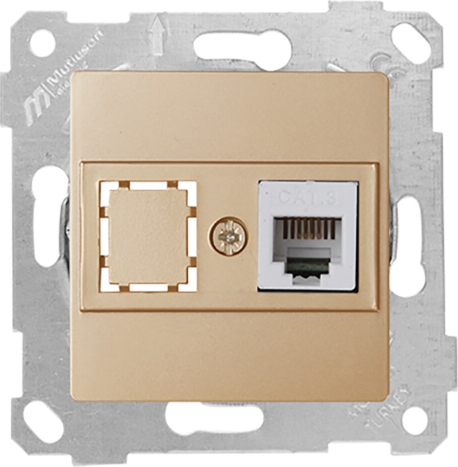 Rita Mekanizmalı Tuş Telefon Prizi 1XRJ12 Dore