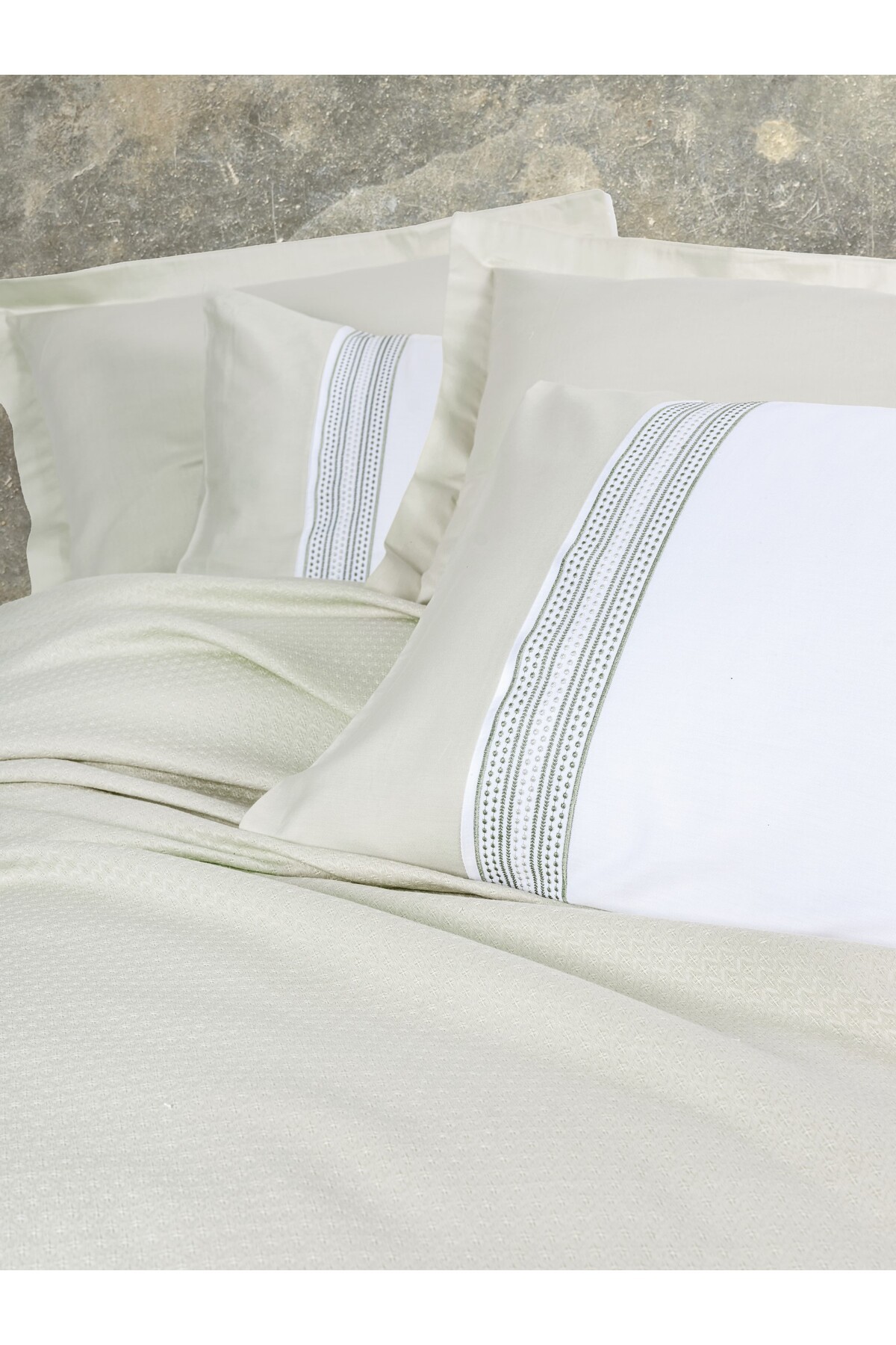 Lusso Bambu Çift Kişilik Pike Takımı Lessy Yeşil