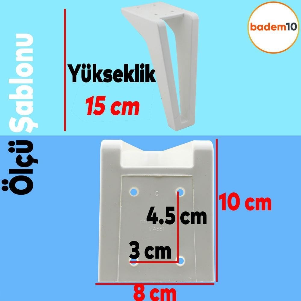 Penta 6'lı Set Mobilya Tv Ünitesi Çekyat Koltuk Kanepe Destek Yükseltici Ayağı 15 cm Beyaz Ayakları M8 Civatalı