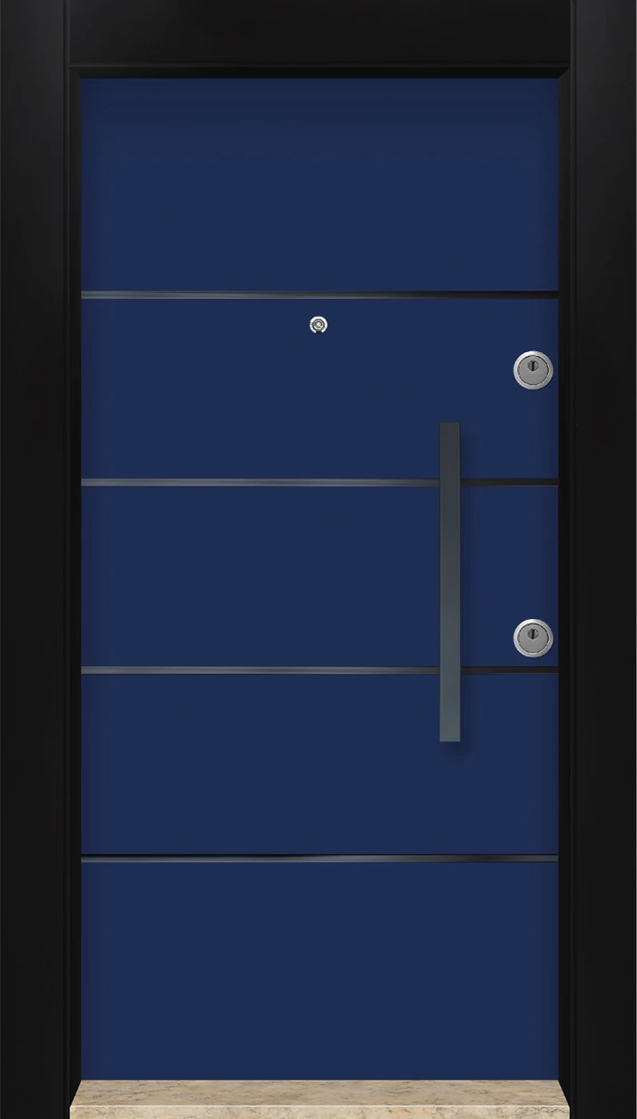 MN-6036 MAVİ Dış Iklim Kapısı Yağmur'a ve Güneşe Dayanıklı Çelik Kapı