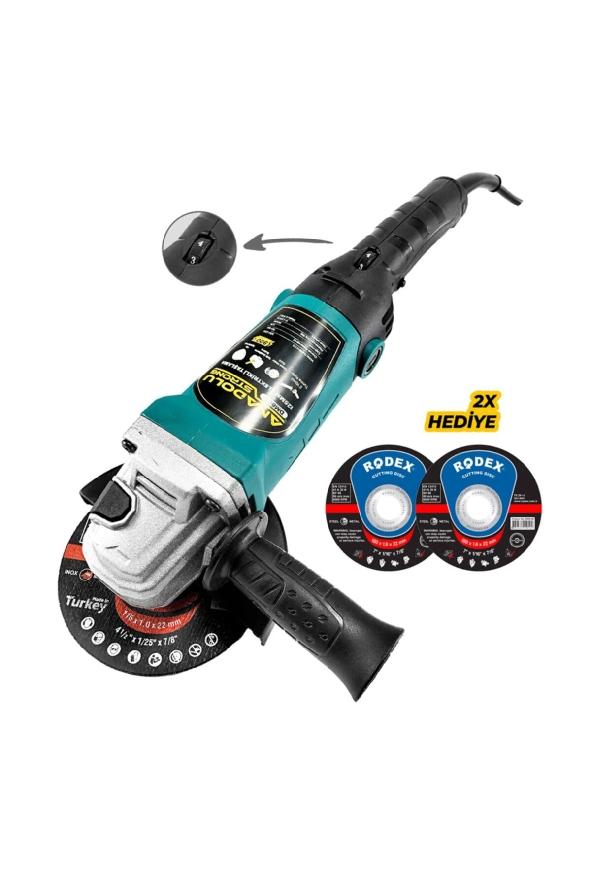 Dm803 Devir Ayarlı Spral Taşlama Makinası Avuç Içi Taşlama 115 Mm 2 Adet Disk Hediye