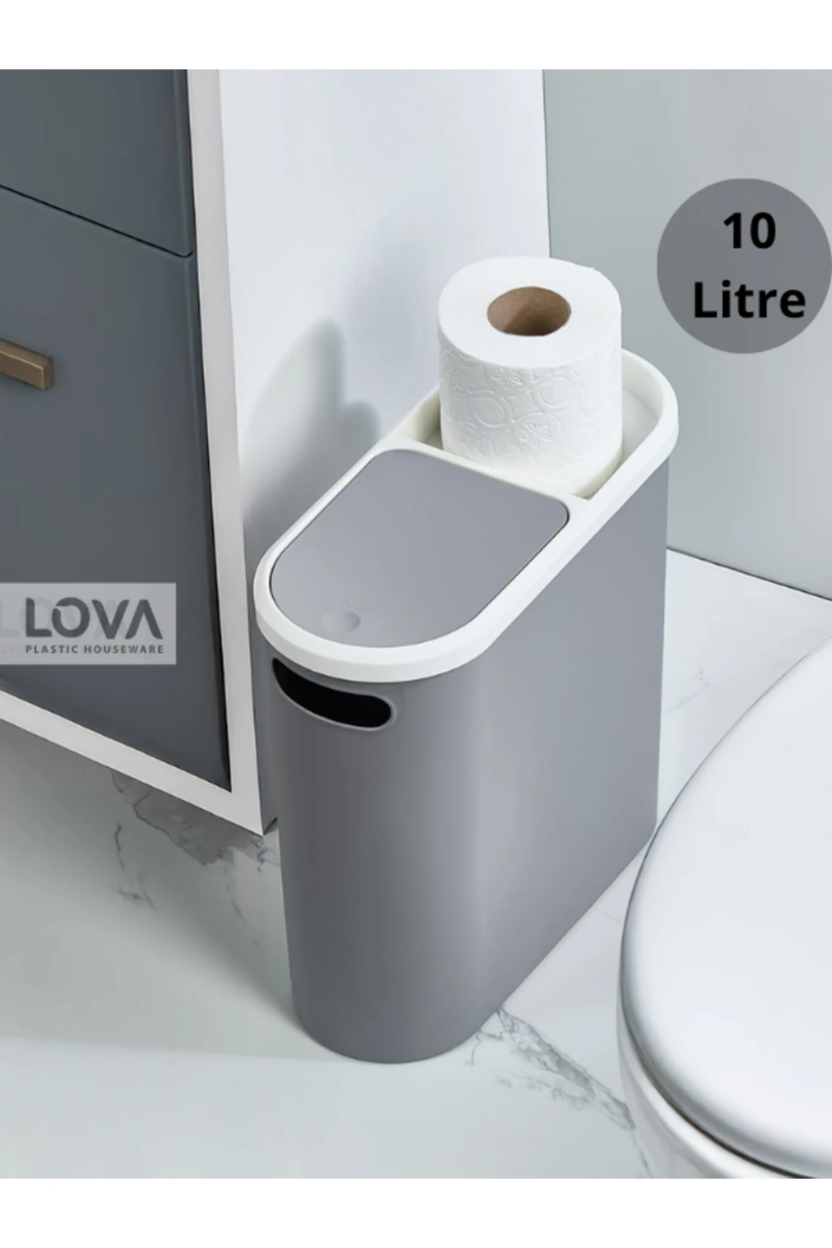 10 lt Kups Banyo,Ofis,Mutfak Çöp Kovası (GRİ)