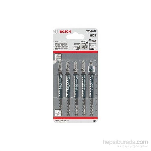 BOSCH - Hızlı Kesim Serisi Ahşap İçin T 244 D Dekupaj Testeresi Bıçağı - 5'Li Paket