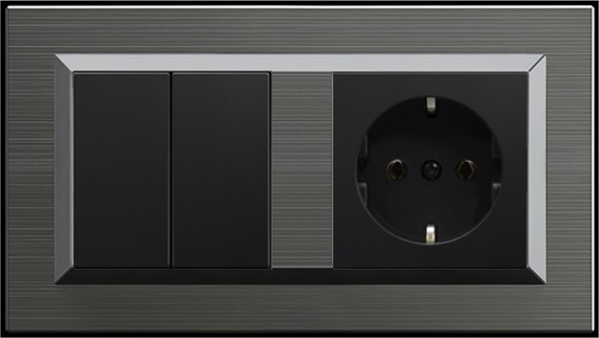 Quantum Manyetik Gri 2'li Set Komütatör ve Topraklı Priz Set