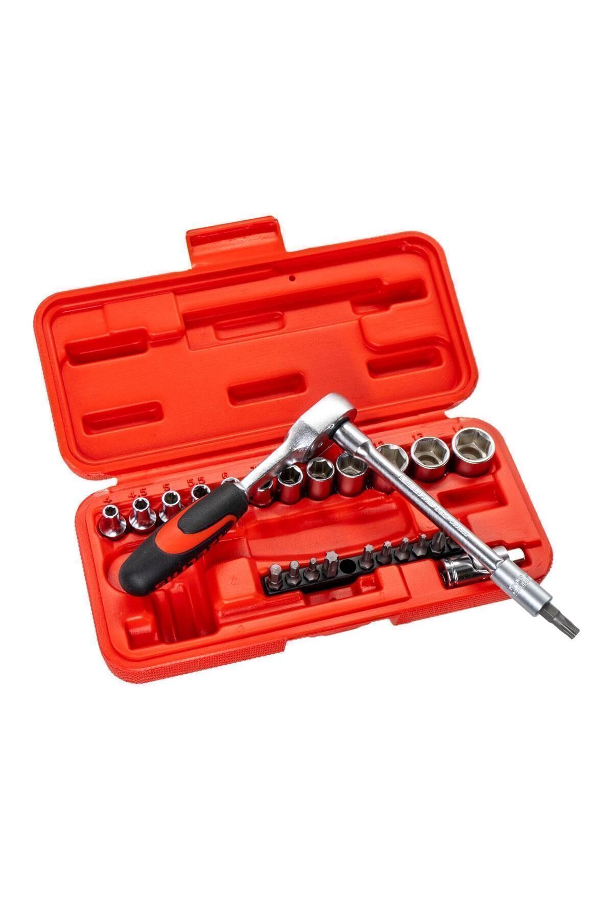 1/4 Altı Köşe Lokma Anahtar Ve Bits Set 27 Parça