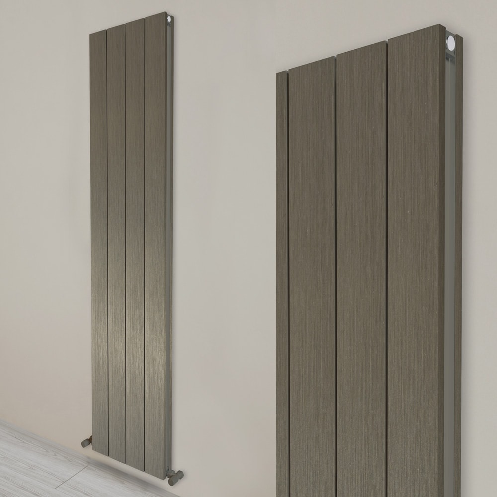 Kalsedon Double Çift Panel Alüminyum Dekoratif Dikey Radyatör 600x470 mm – 5 Dilim | 675 W Yüksek Isıl Güç (2761 BTU/h) | Dokulu Antrasit Gri