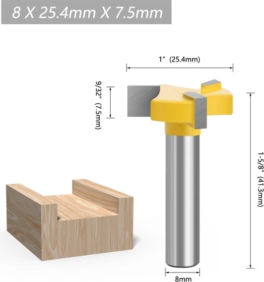 Sarı Renk Lavıe 1 Adet 8mm Shank 3 Diş T Yuvası Yönlendirici Bit Freze Düz Kenar Planya Freze Kesici Ahşap Doğrama Için Kesme Kolu (Yurt Dışından)