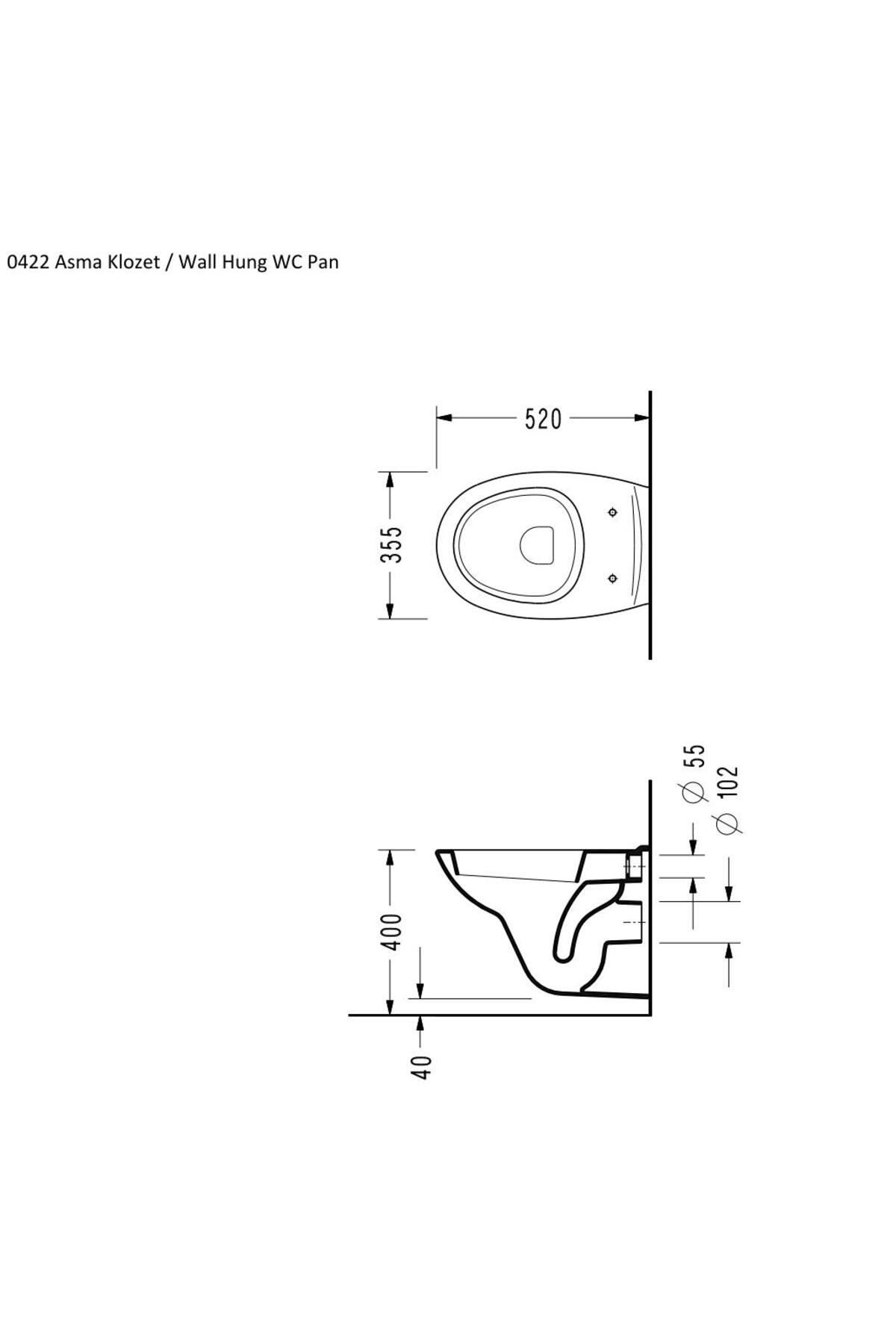 Serel Basic 52 cm Asma Klozet+Serel Fulya Akdeniz Thermoplast Klozet Kapağı