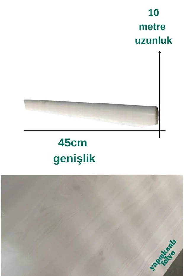 67cm x 10Metre 1 Adet Rulo Yapışkanlı Krem-Beyaz Ahşap Görünümlü Mutfak Duvar Kaplama Folyosu Kağıdı