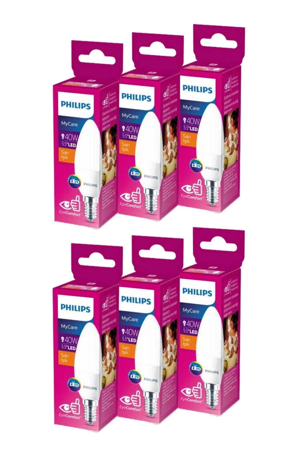 Led 40w Mum Ampul Sarı Işık E14 Ince Duylu 6lı