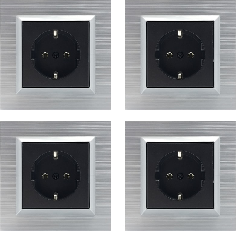 Quantum Gümüş Topraklı Priz Çerçeveli 4 ADET