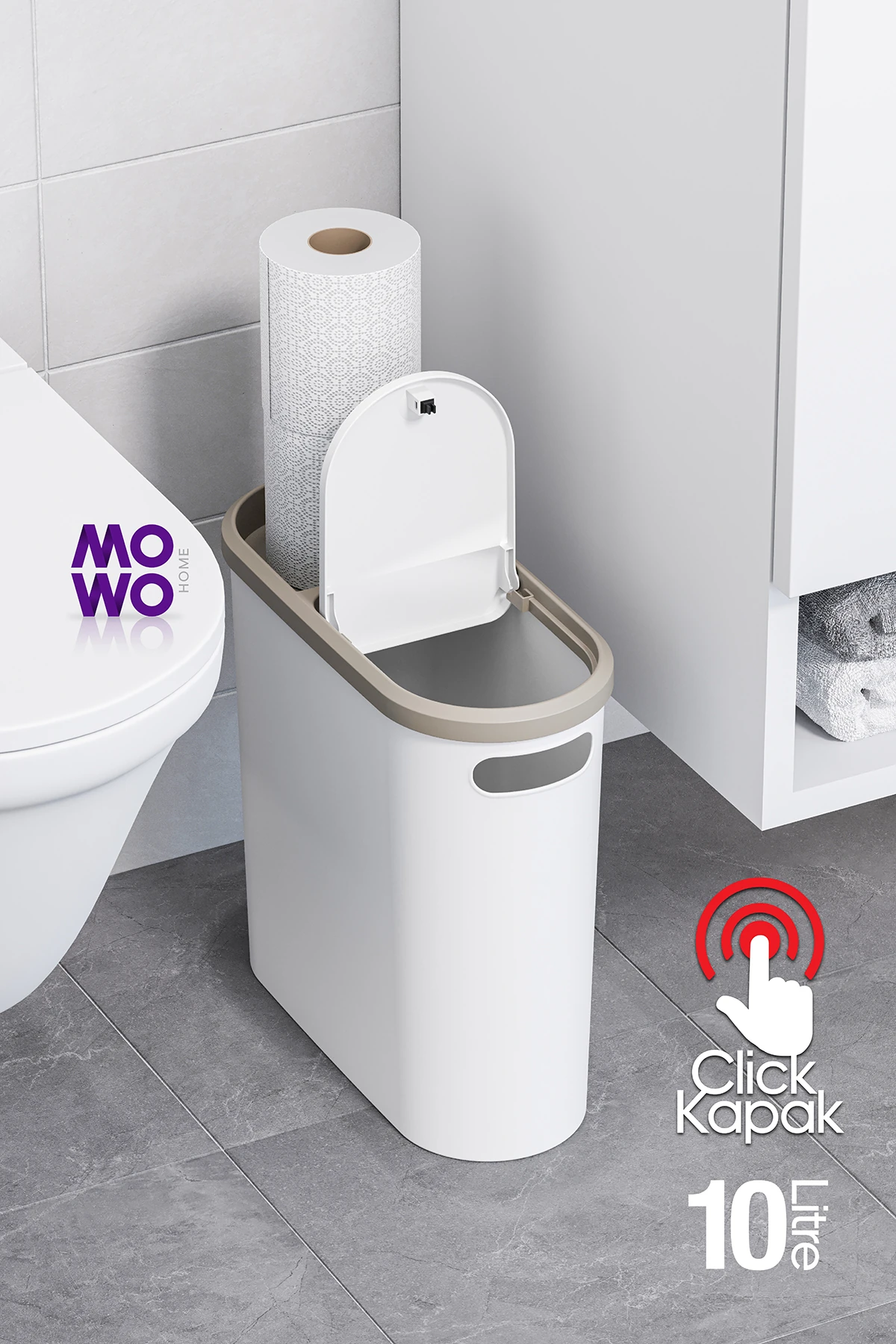 Click 10 Lt Çöp Kovası Beyaz, Mutfak, Banyo, Tuvalet Çöp Kutusu