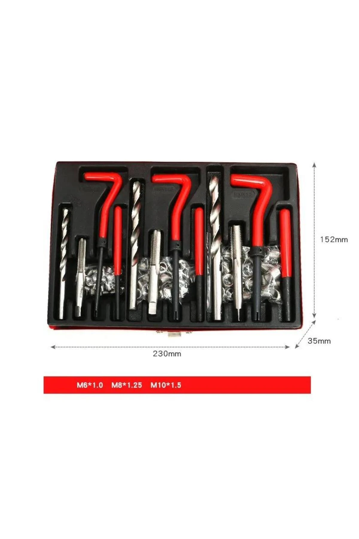 88 Parça Diş Açma Helicoil Vida Tamir Onarım Seti M6 M8 M10 Profesyonel 1. Kalite