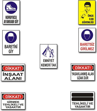 Uyarı Levhaları - Inşaat Güvenlik Seti - 10 Levha