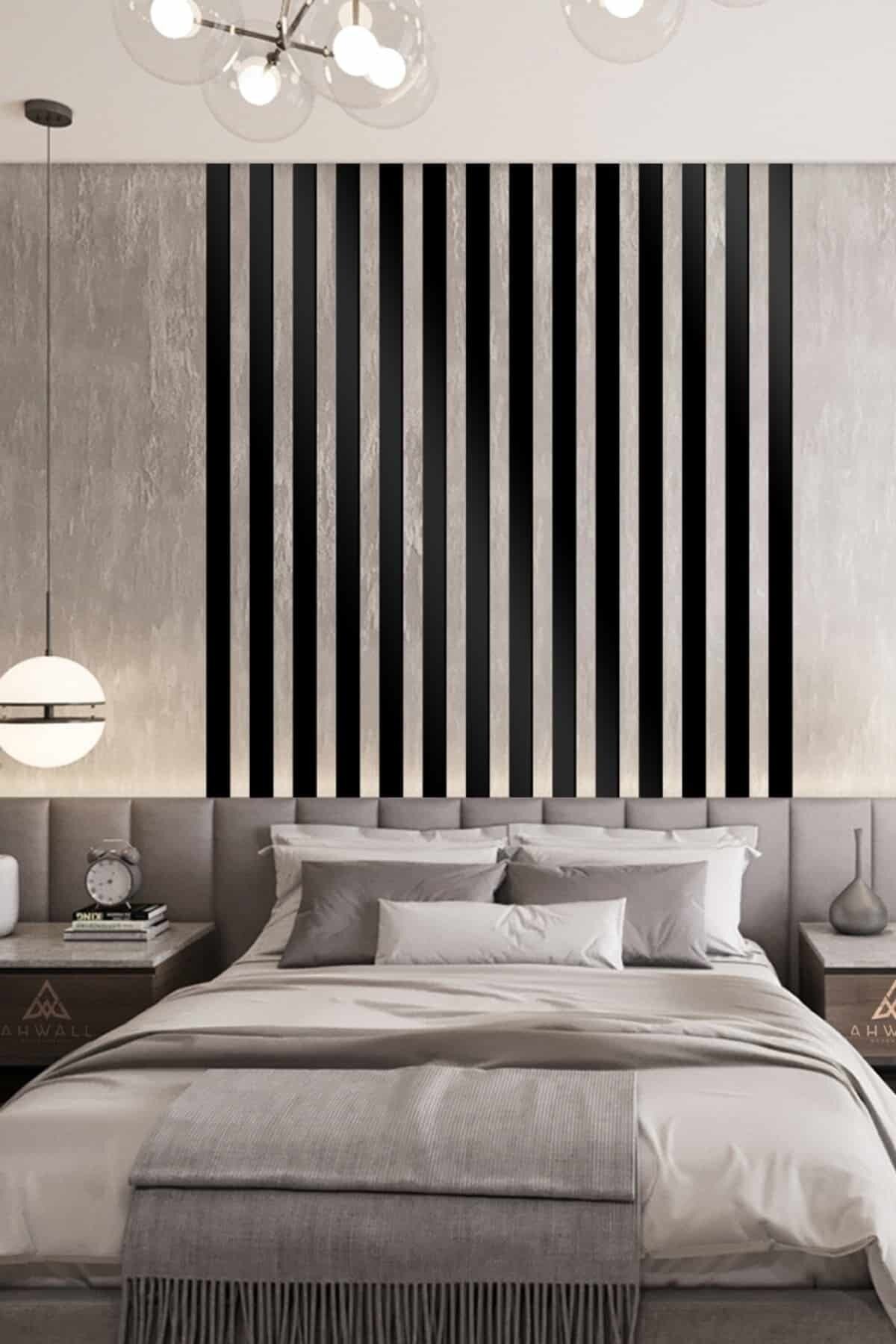 Dekorasyon Ahşap Şerit Duvar Panelleri Duvar Çıtası Iskandinav Siyah (5 ADET)