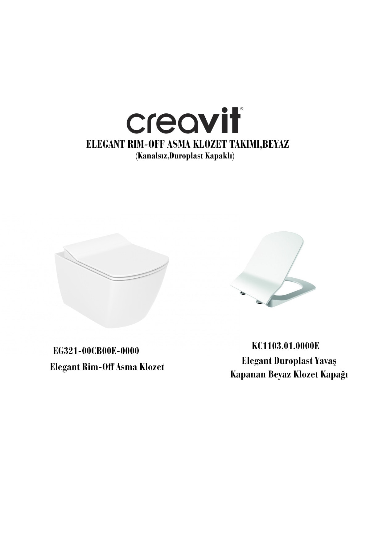 Eg321 Elegant Kanalsız Asma Klozet, Yavaş Kapanan Kapak