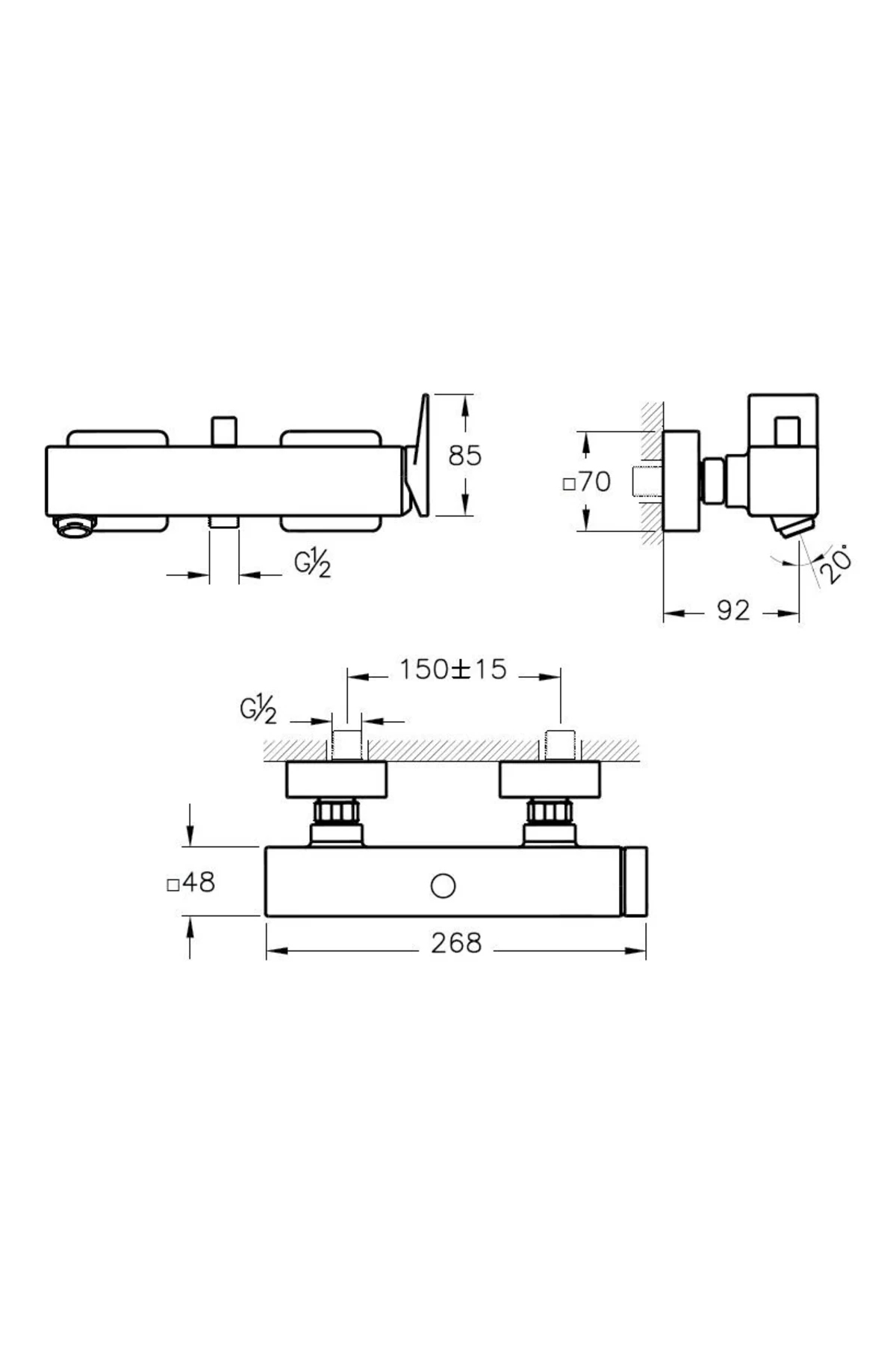 Brava A42613 Banyo Bataryası, Krom
