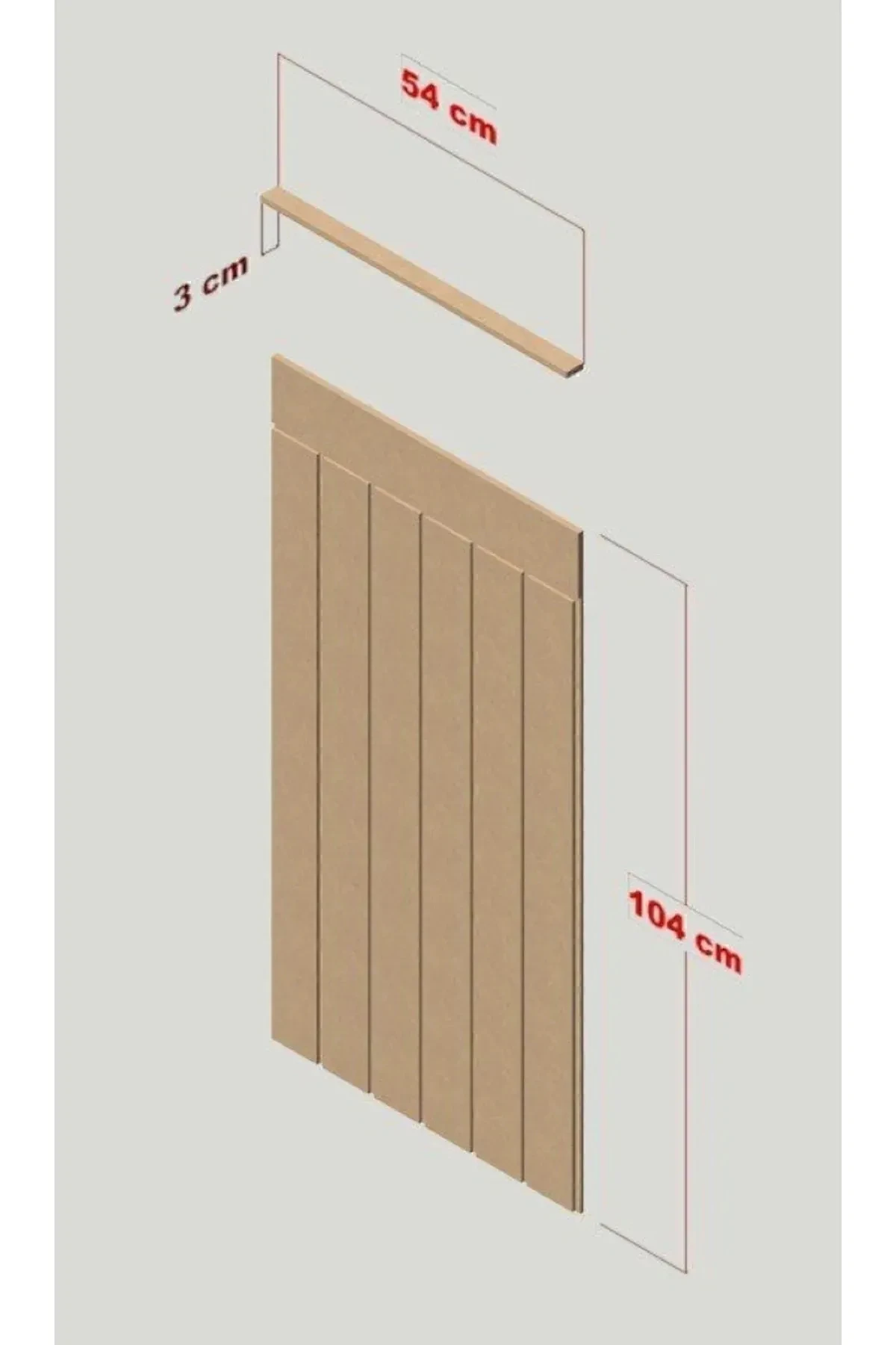 Dekoratif, Duvar Çıtası, Ahşap Duvar Paneli, Boyanabilir, Ham, (4mm) Mdf, 54x102, 3'lü Paket
