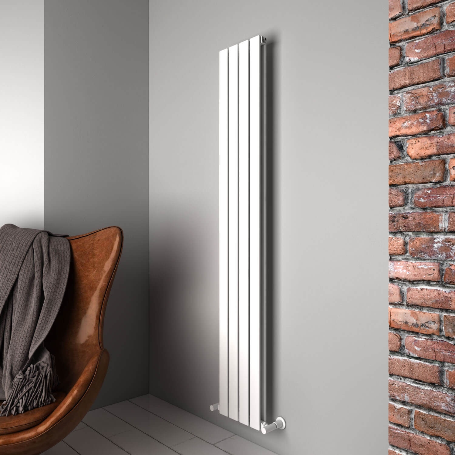 Plata Double Dikey Alüminyum Radyatör Modern Tasarım Beyaz 180X28 cm