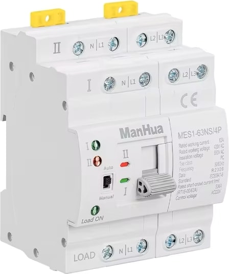 MES1-63NS/4P Ac 400V 63A 4 Kutuplu Mini Ev Ats Çift Güç Otomatik Transfer Anahtarı Ev Kullanımı Için Pc Sınıffı
