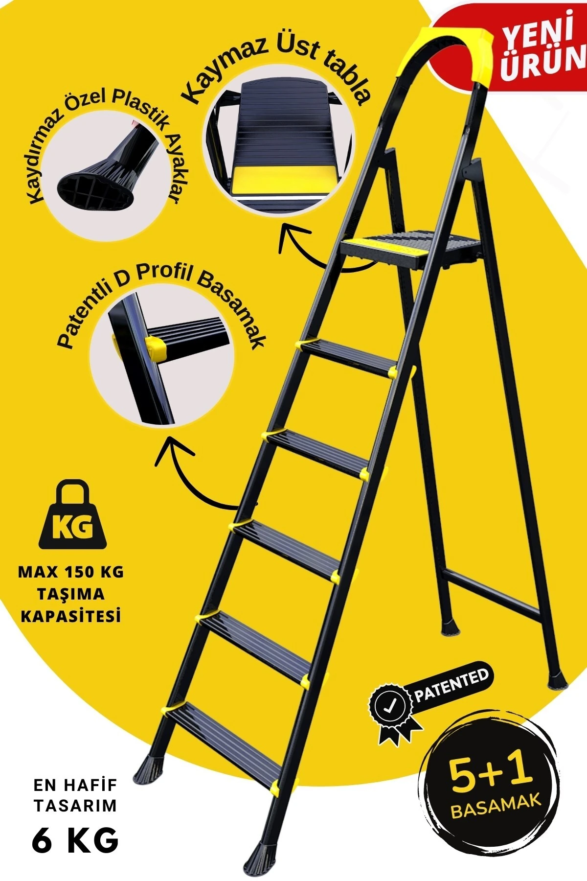 Leo 5+1 Basamaklı Metal Merdiven, leo5