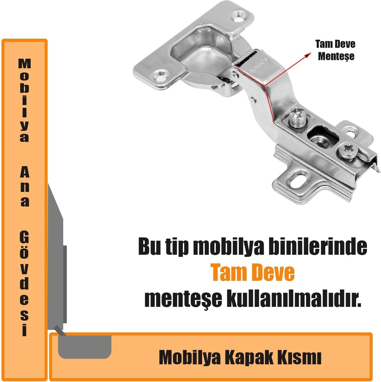 Dolap Kapak Menteşesi Tam Süper Deve Tas Mobilya Menteşe 2 Adet
