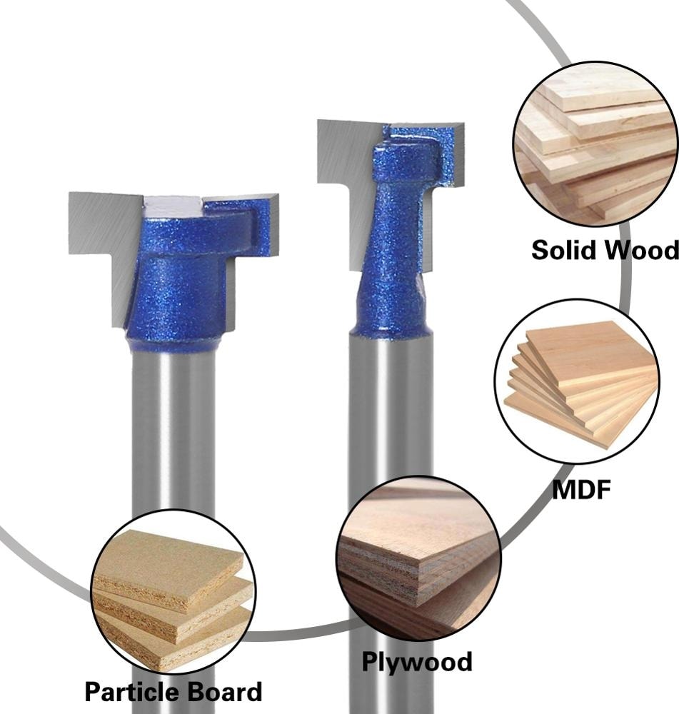 2 Adet 6.35MM Sap 6mm 1/4 Inç Shank T-Yuvası Kesici Yönlendirici Bit Seti Anahtar Deliği Uçları Altıgen Cıvata T Planya Freze Kesicisi Ahşap Ağaç Işleme Aleti (Yurt Dışından)