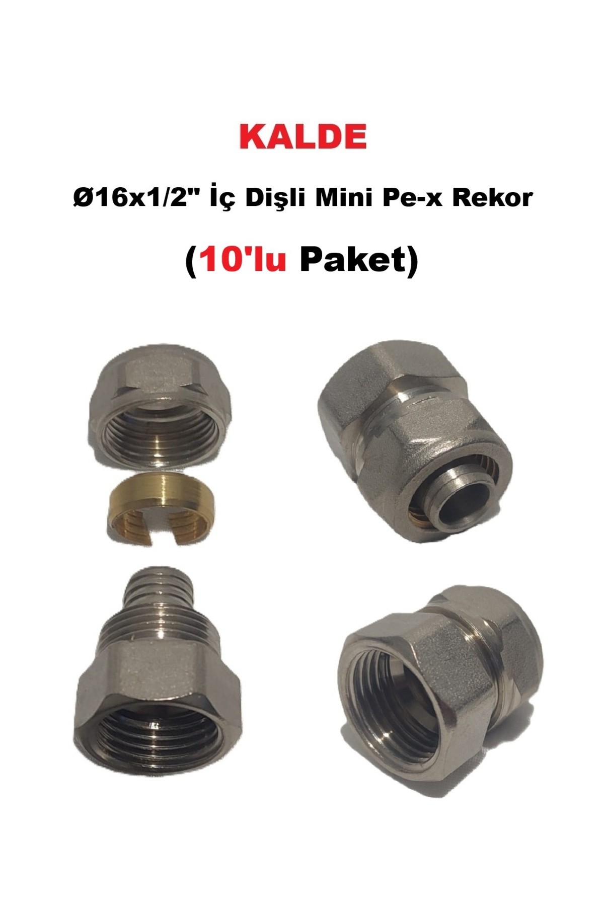 (10'lu Paket) Ø16x1/2" İç Dişli Mini Pex Rekor - Mobil Sistem Boru Bağlantı Rekoru
