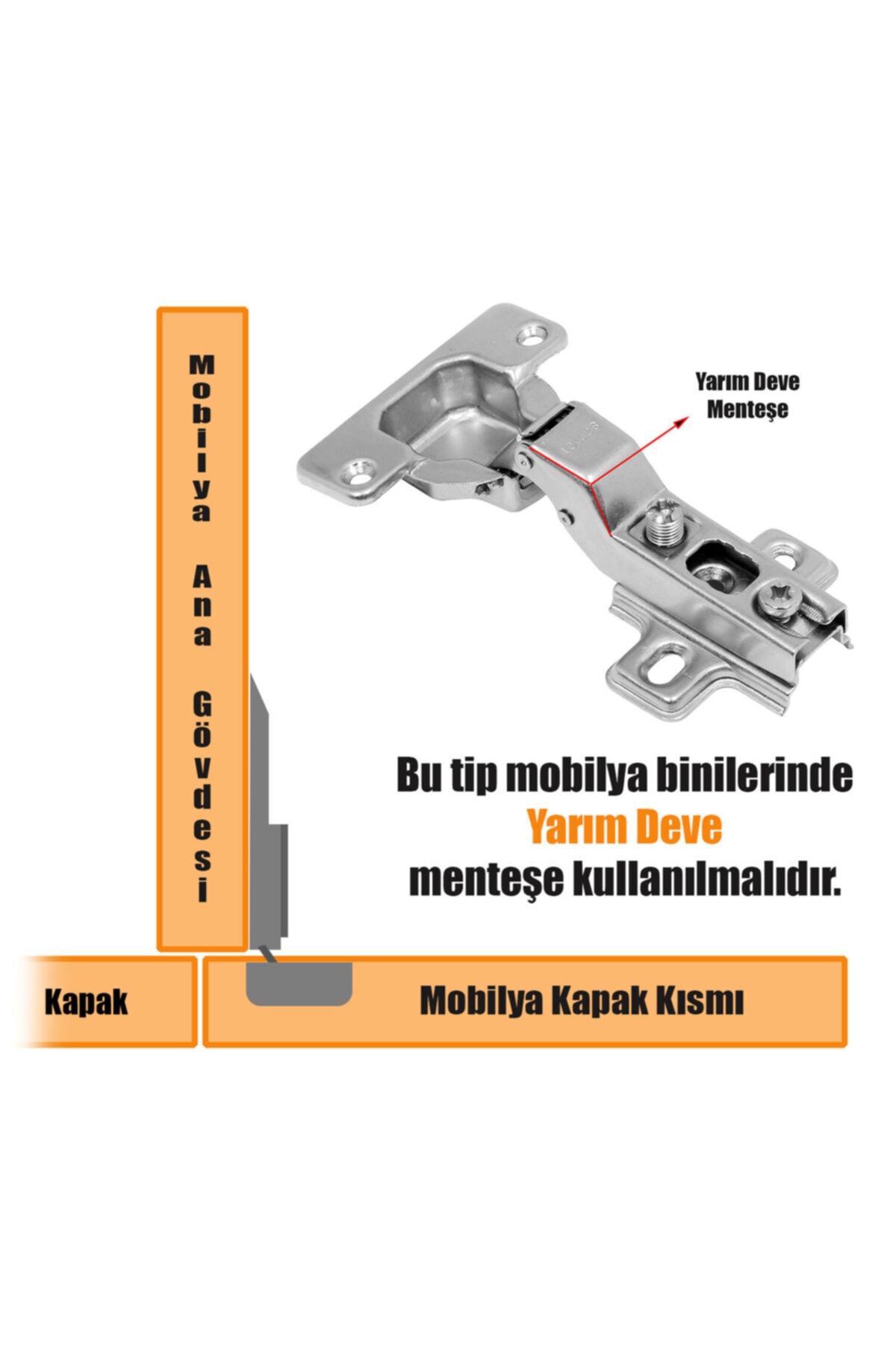 Star Mobilya Dolap Kapak Menteşesi Yarım Deve Tas Mentese (1 Çift)