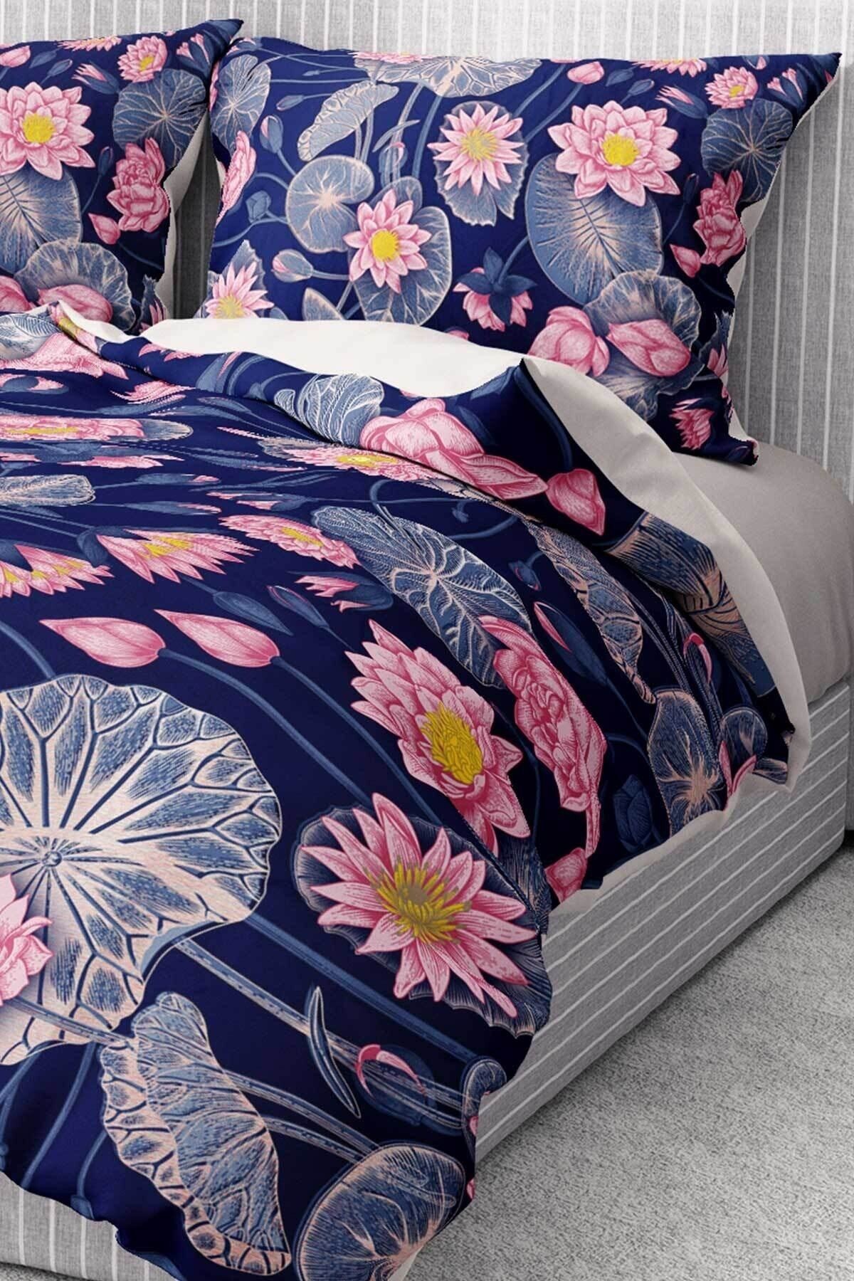 Nevresim Takımı %100 Pamuk Saten Lastikli Çarşaf Deluxe Koleksiyon Çift Kişilik 3d Purple