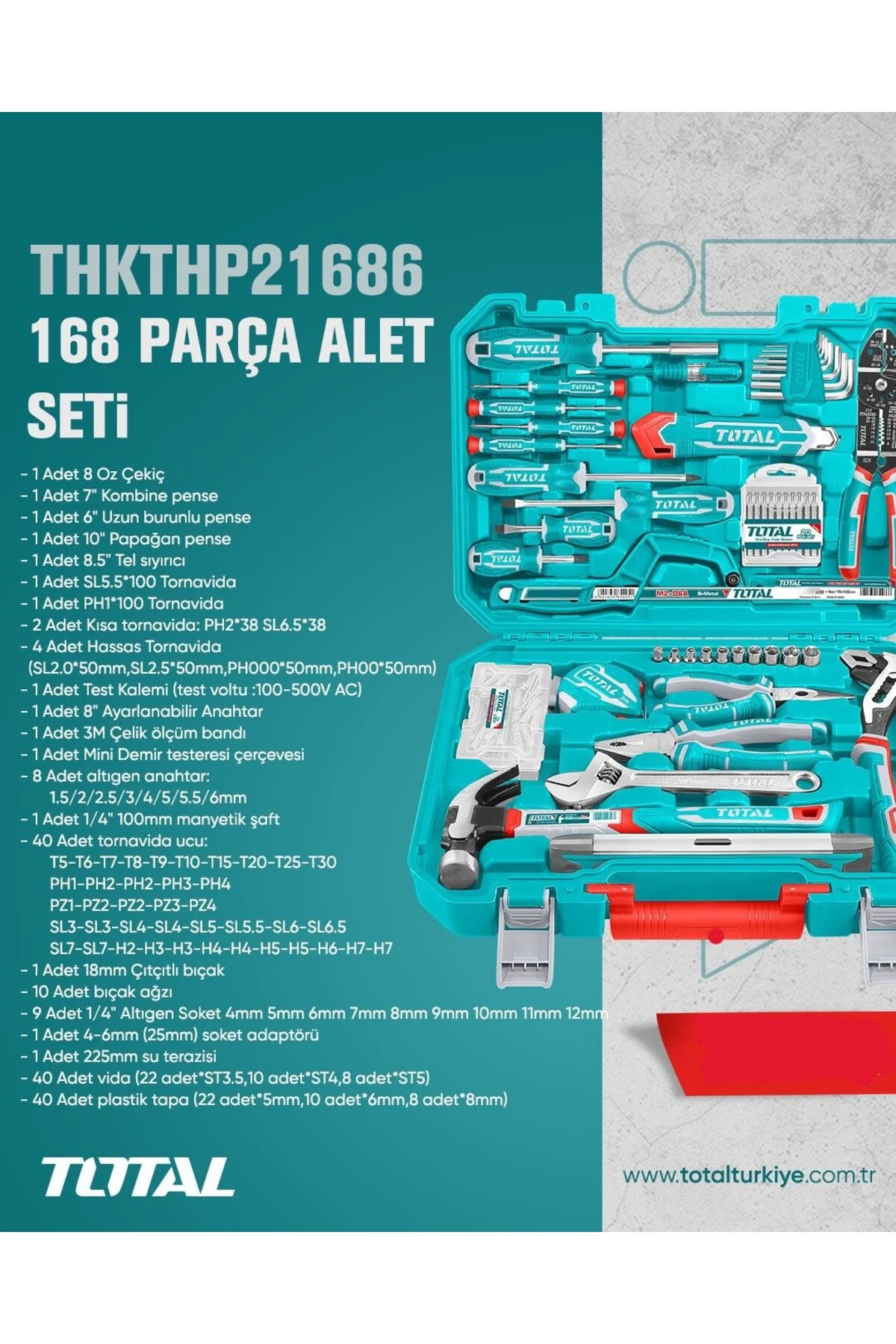 168 Parça Tam Profesyonel El Aleti Seti THKTHP21686 NMS HIRDAVAT