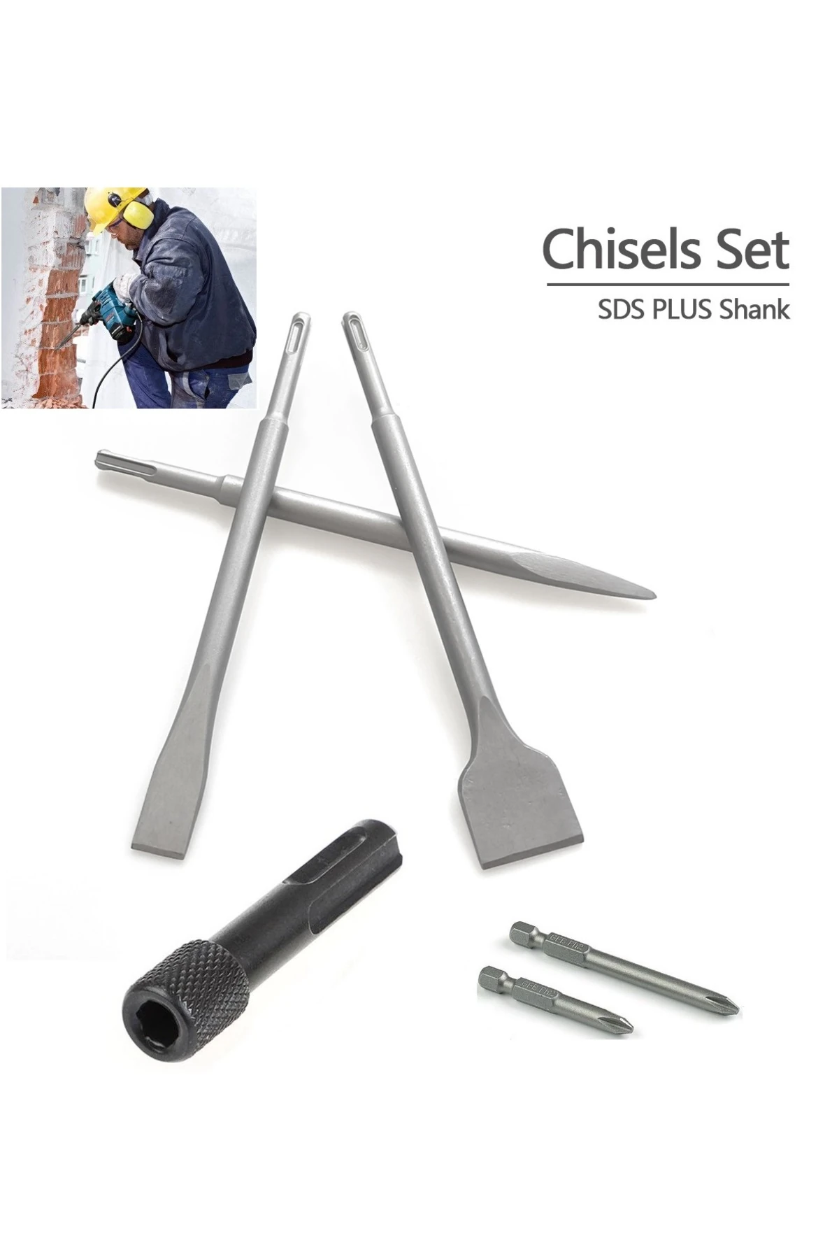 Beton Kırma Delme Raspalama Sds Plus Hilti Uç Seti Bits Vidalama Adaptörü Ve Uc Keski Murc Takımı