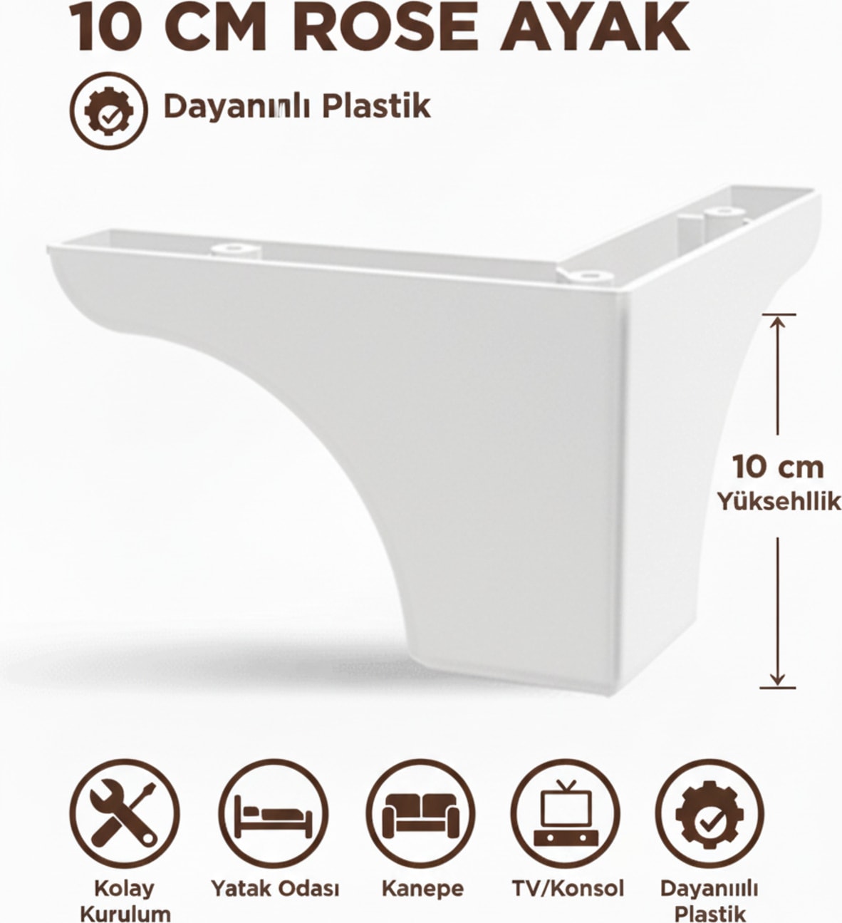 Rose 10 cm Mobilya Kanepe Sehpa Tv Ünitesi Koltuk ve Konsol Ayağı