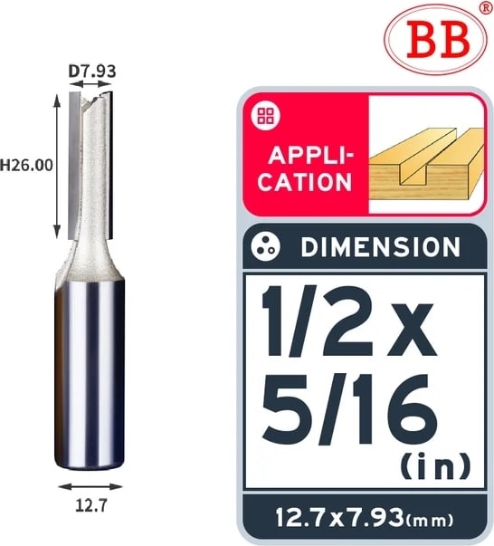 1-2x5-16 Bb Düz Bit 1/4 1/2 Ağaç Işleme Planya 1 2 Flüt Uzun Bıçak Yönlendirici Bit Aracı End Mill Kesici Yan Çalışma (Yurt Dışından)