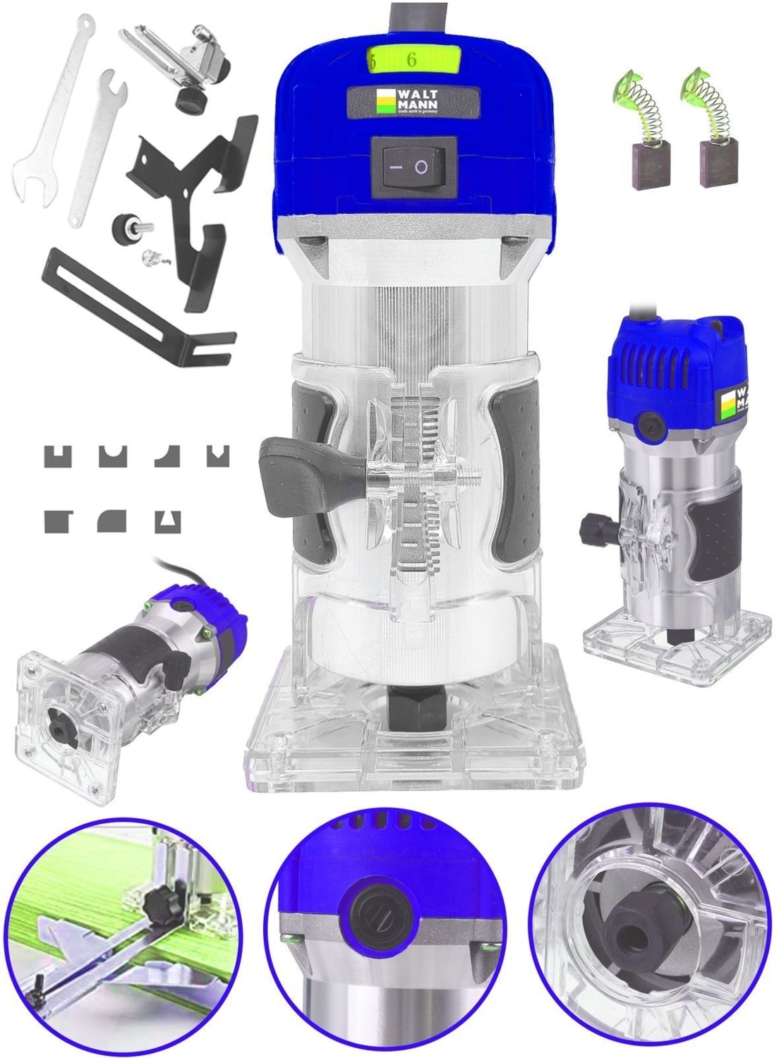 BOSCH Germany 1200 Walt Freze Formika Traşlama Makinesi 6mm Mavi