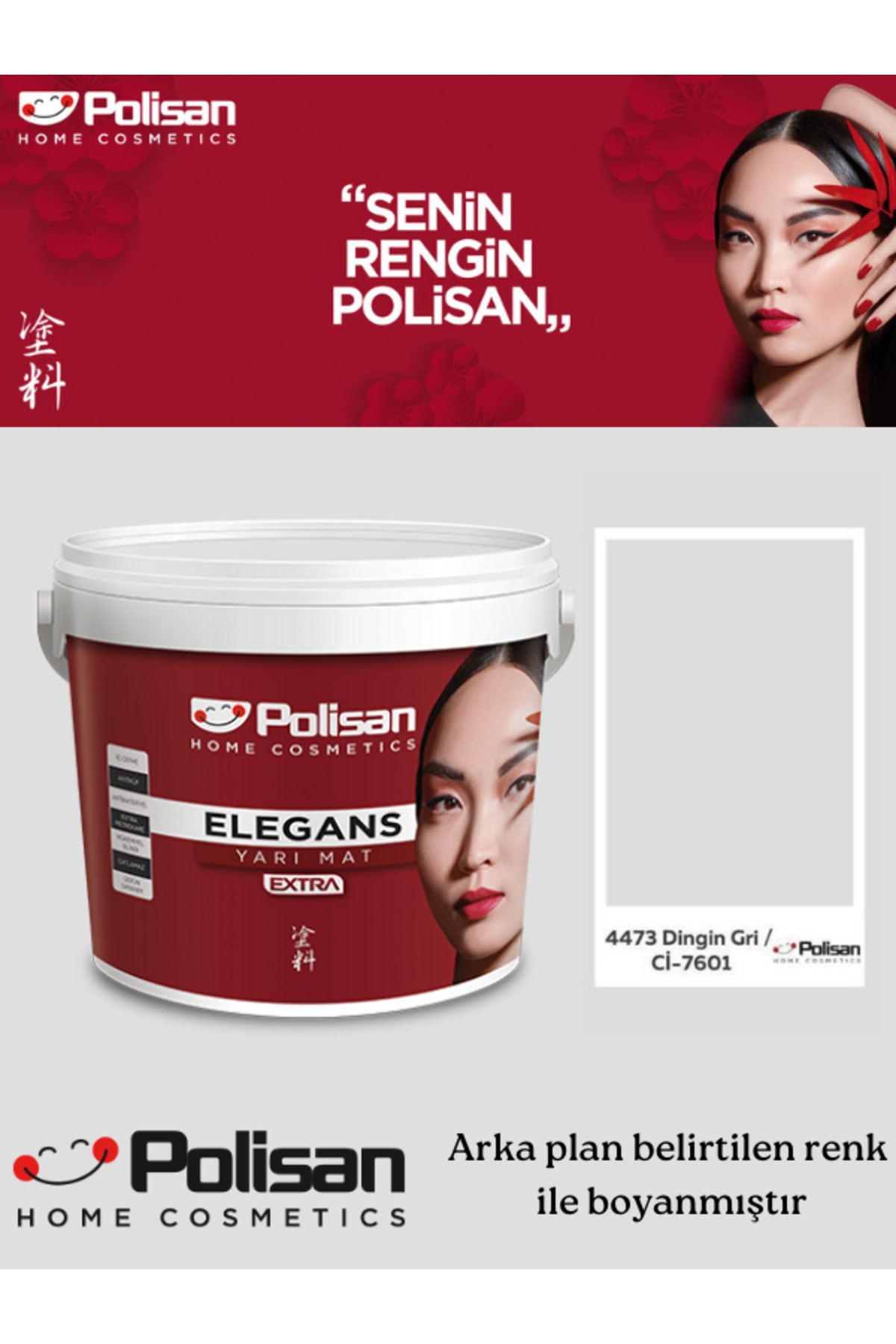 Küf Önleyici-Tam Silinebilir Yıkanabilir Extra Elegans İç Cephe Boyası 2.5lt Dingin Gri