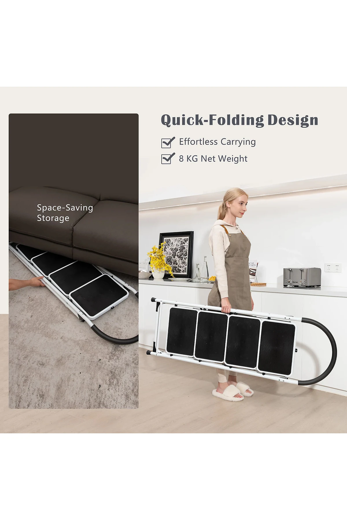 ÇELİK 4 BASAMAKLI GENİŞ BASAMAKLI KATLANIR YER KAPLAMAZ MERDİVEN