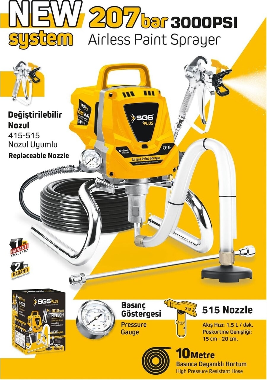 SGS Plus SGS5280 - 207 Bar Profesyonel Elektrikli Boya Püskürtme Makinesi