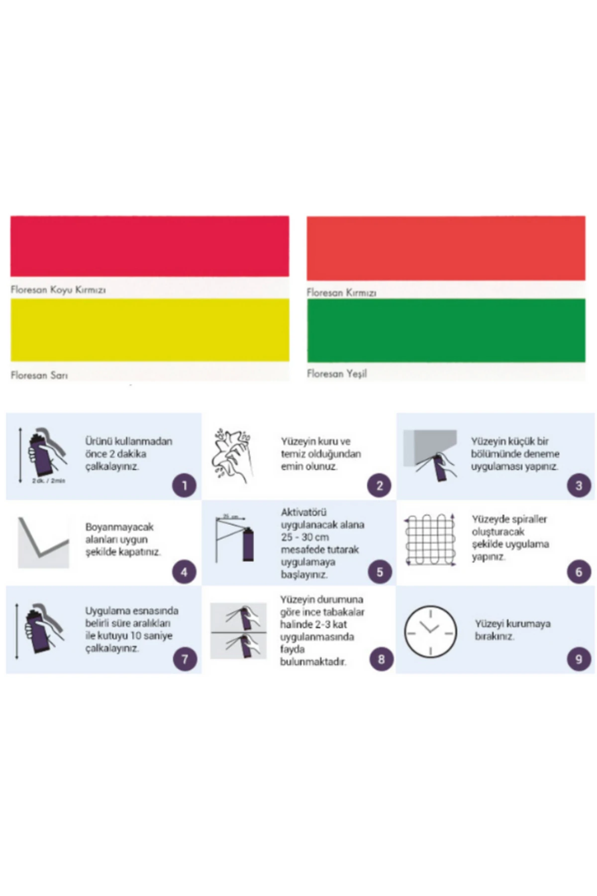 Floresan Sprey Boya 400 ml – Neon Parlak Akrilik Hızlı Kuruyan Boya