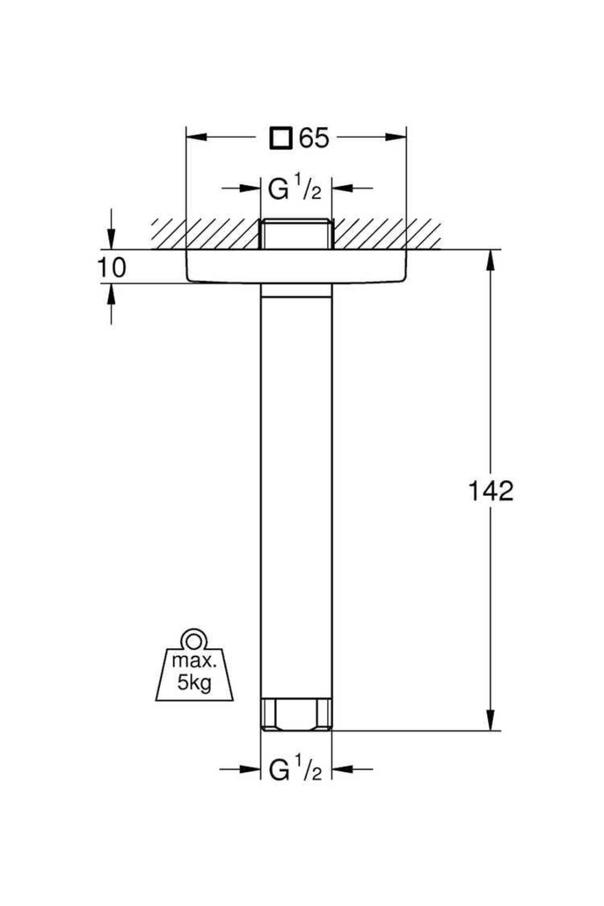 Rainshower® Tepe Duşu Tavan Iniş Borusu 151mm - 27485000