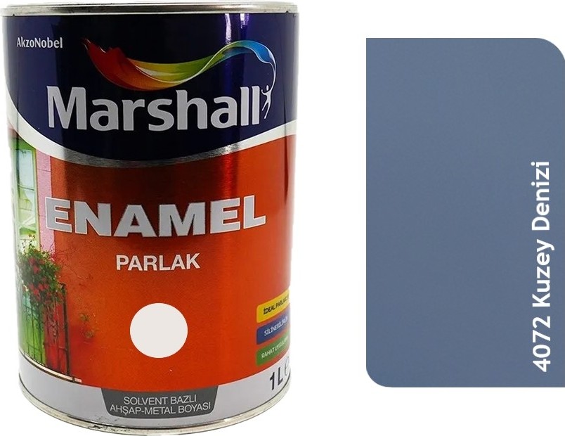 Enamel Sentetik Parlak Yağlı Boya 1 Litre 4072 Kuzey Denizi