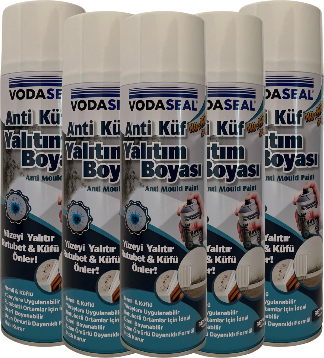 Anti Küf Yalıtım Boyası 5'li Paket– Rutubet ve Küfe Karşı Mucizevi Sprey 400 ml