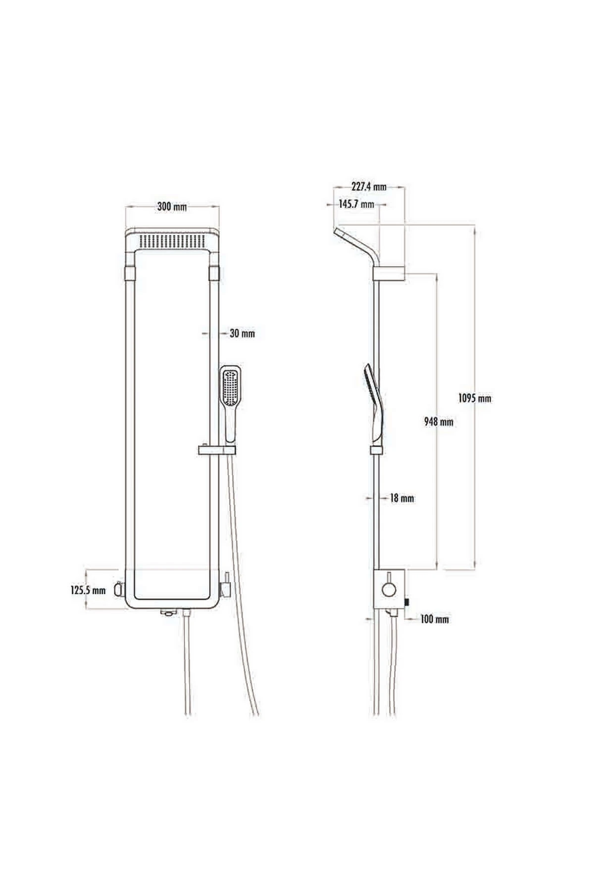Step Bataryalı Duş Ünitesi Mat Siyah