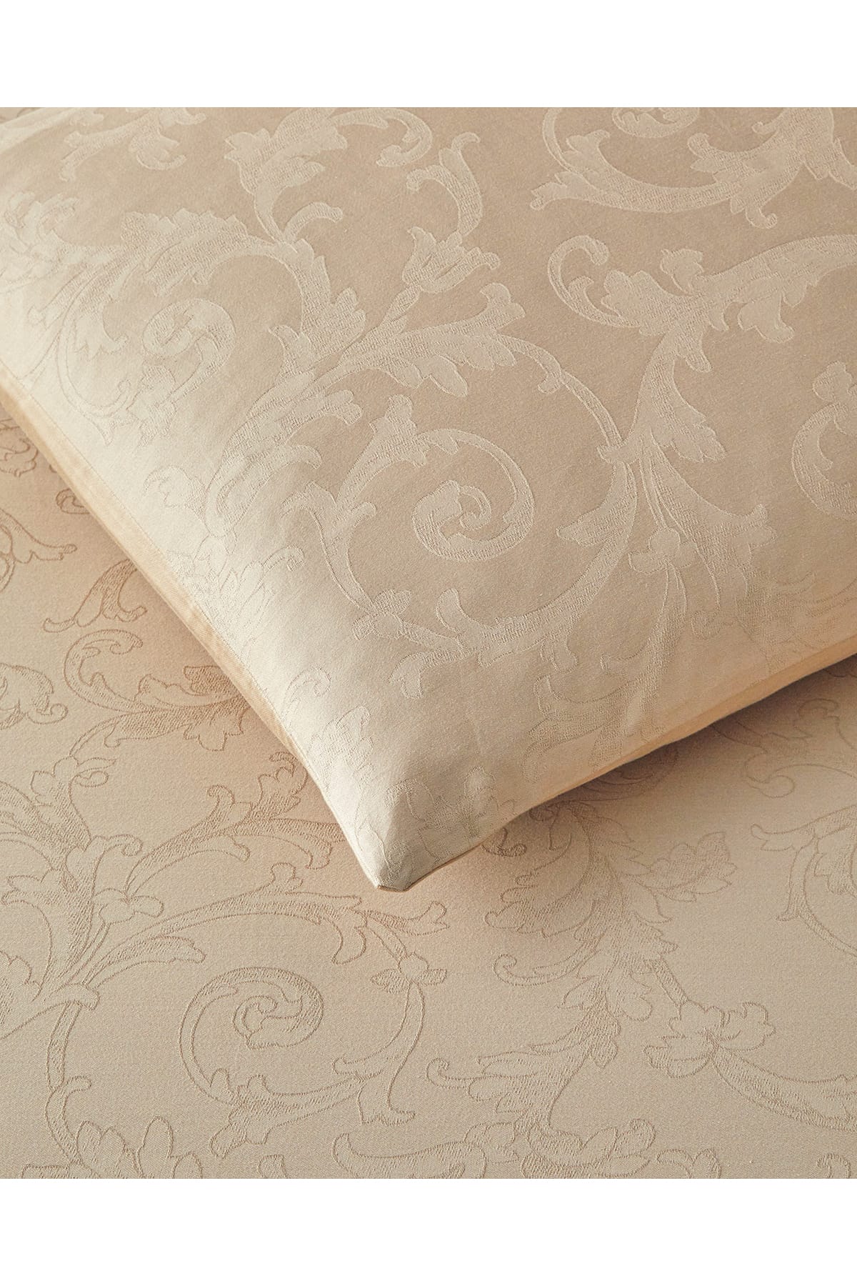 Royal Scroll Jakarlı Pamuk Saten King Size Nevresim Takımı 240x220 cm Antik Gold