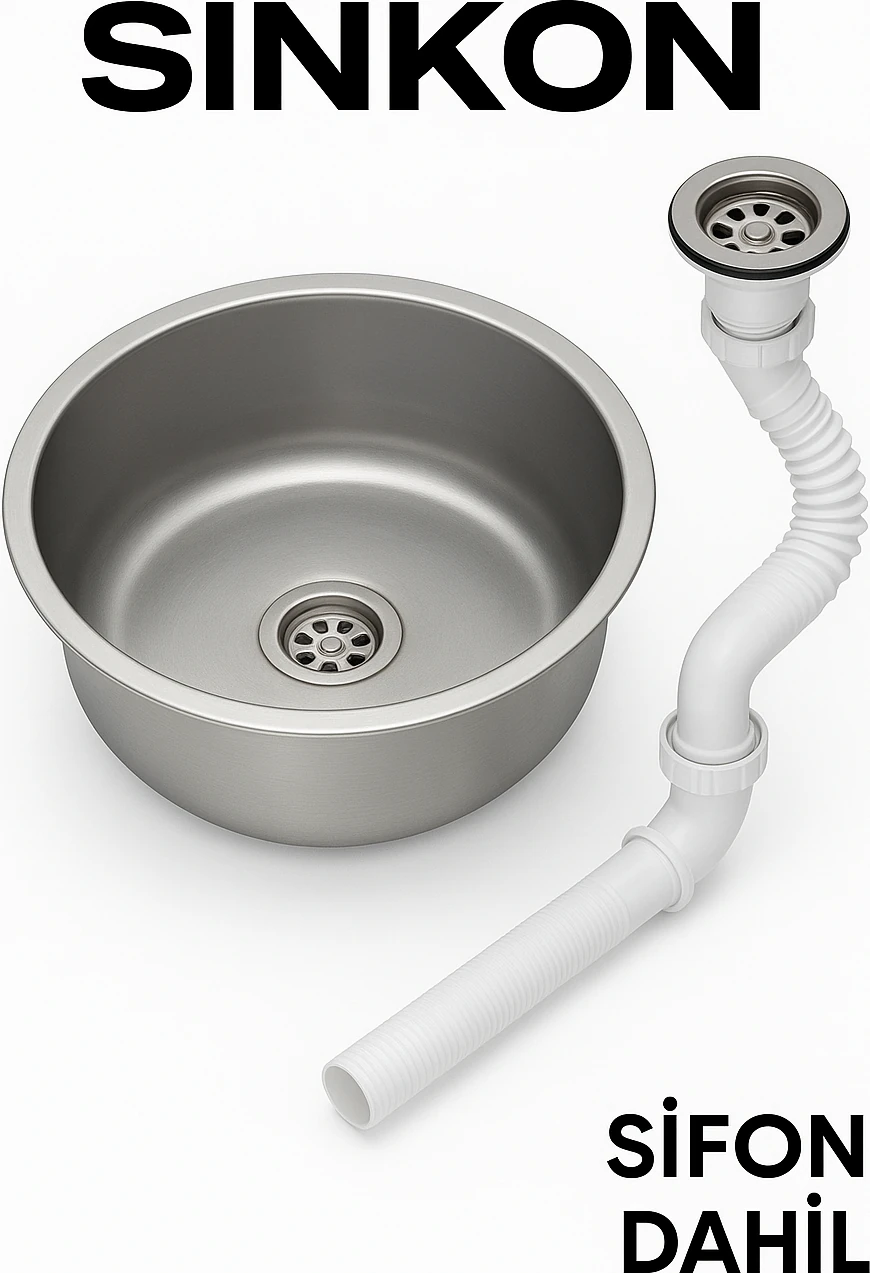 Paslanmaz Krom Eviye 30X30 Karavan Evye Sifon Dahildir