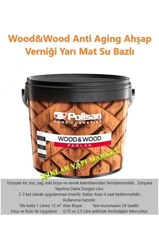 Wood&w-antiaging-ahşap Verniği-yarı Mat-su Bazlı-2,5litre (2,60KG.)-163-açık Meşe