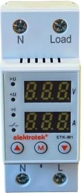 Etk-M1 Monofaze Gerilim ve Akım Koruyucu 63A 230V Dın Ray Ayarlanabilir Röle