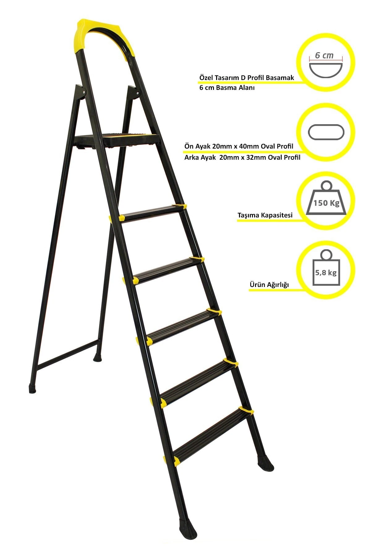 Leo 5+1 Basamaklı Metal Merdiven, leo5