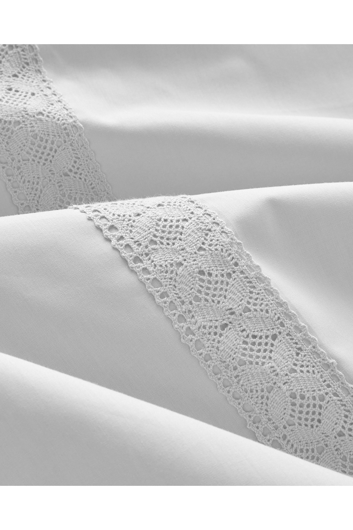 Lace Elegance Kopanakili Perkal Çift Kişilik Nevresim Takımı 200x220 cm Beyaz
